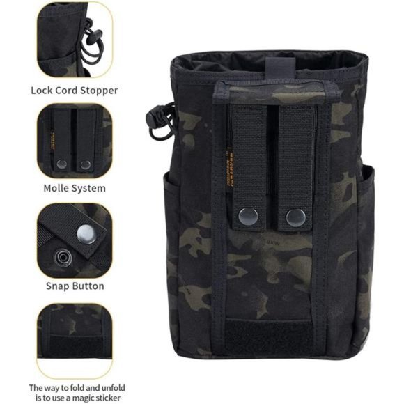 Molle Dump Pouch Drawstring Magazine Utility Pouch Folding Dump Pouch Waist Bag - Picture 3 of 6